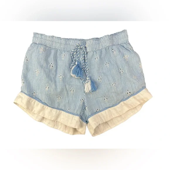 By ANTHROPOLOGIE Bijou 2 Pc Striped Eyelet Pajama Short Set - M - Picture 10 of 10